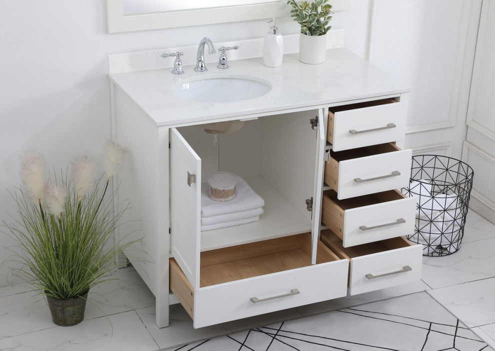 Iris 42" Single Bathroom Vanity, White With Backsplash