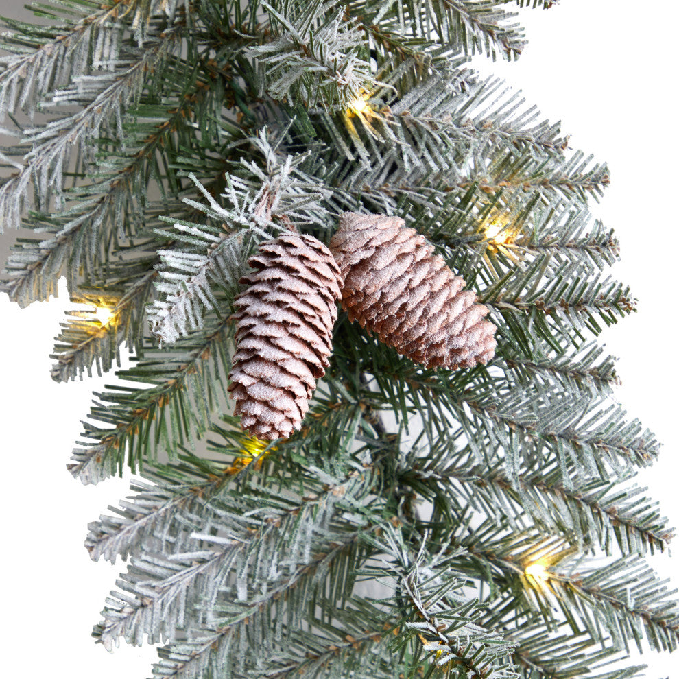 3' Holiday Xmas Geometric Diamond Frosted Wreath W/Pinecones & White LED Lights