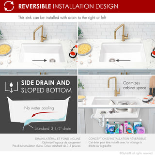 Stylish 28" Dual Mount Single Bowl White Granite Kitchen Sink