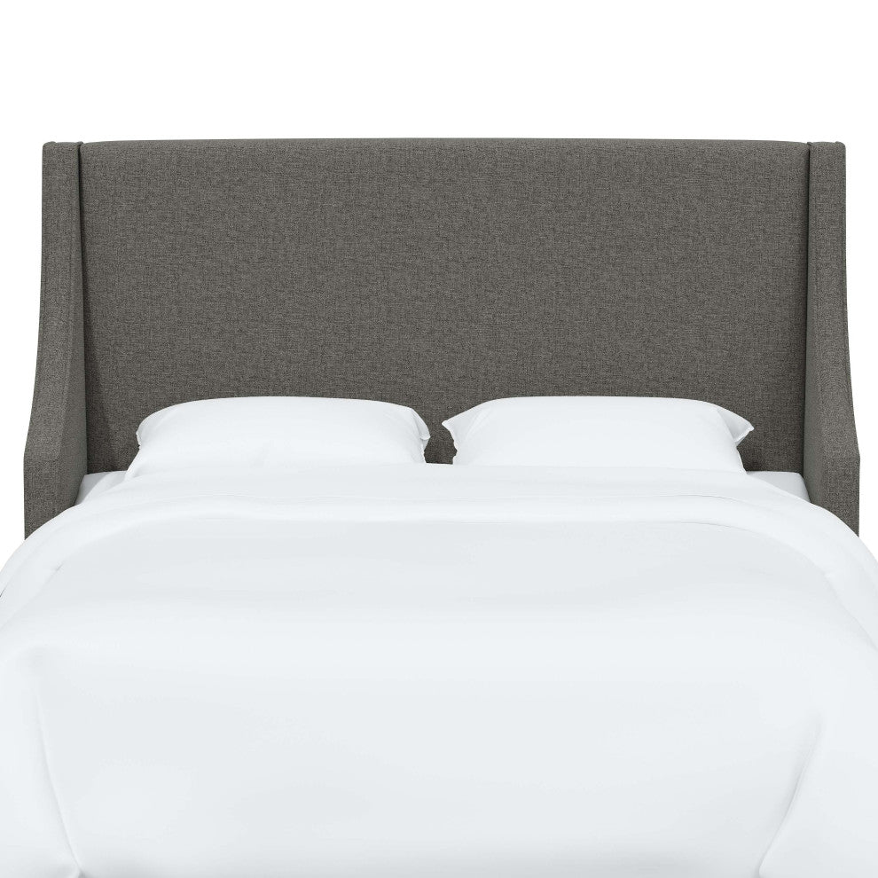 Fully Upholstered Wingback Headboard, Zuma Charcoal, Twin