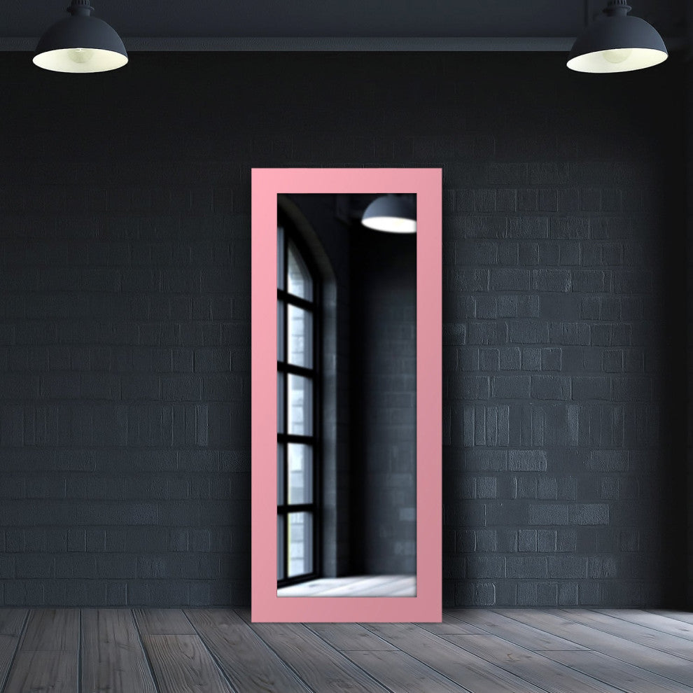 72"x30" Pop of Color Wall/Floor Mirror Art, Soft Pink