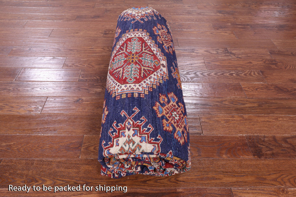 Super Kazak Geometric Handmade Wool Rug 9' 5" X 12' 9" Q9522