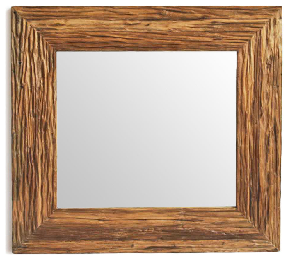 Rustic Deep Grain Wood Mirror