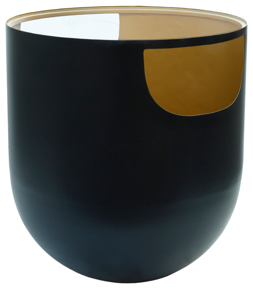 Doma End Table, Matte Black / Brushed Gold
