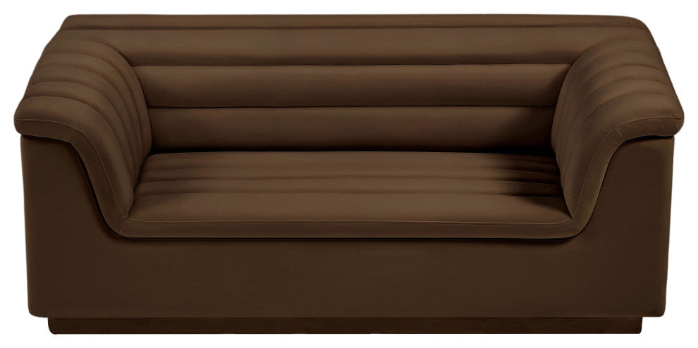 Cascade Upholstered Set, Brown, Velvet, Loveseat