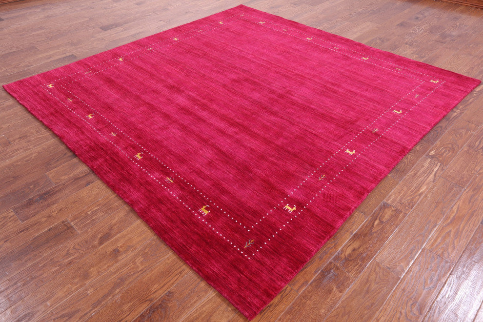 8' Square Persian Gabbeh Handmade Wool Rug - Q15222