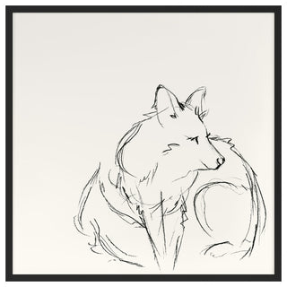 Fox Sketch 1 Fine Art Print, Black, 20"x20"