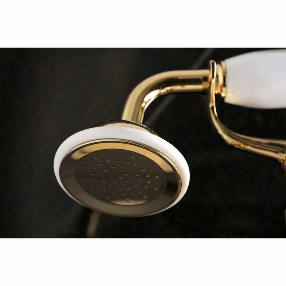 Kingston Brass Clawfoot Tub Faucet With Hand Shower, Polished Brass