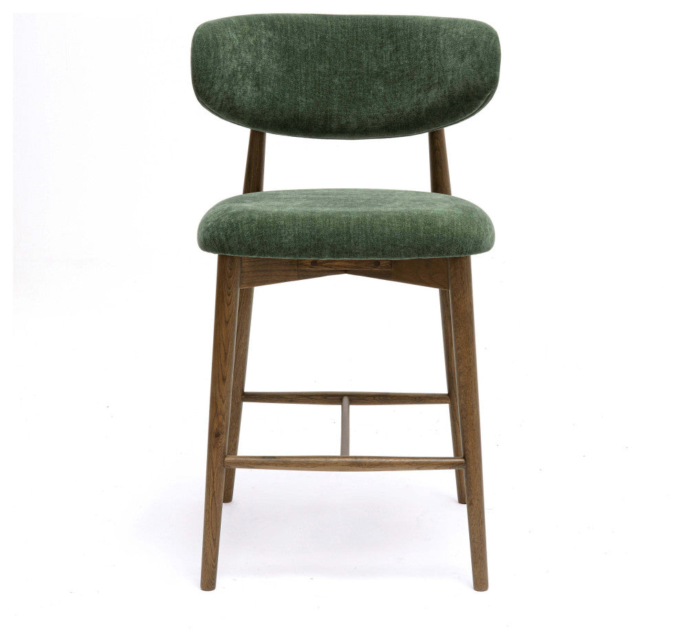 Zinea Performance Textured Velvet Counter Stool, Forest Green