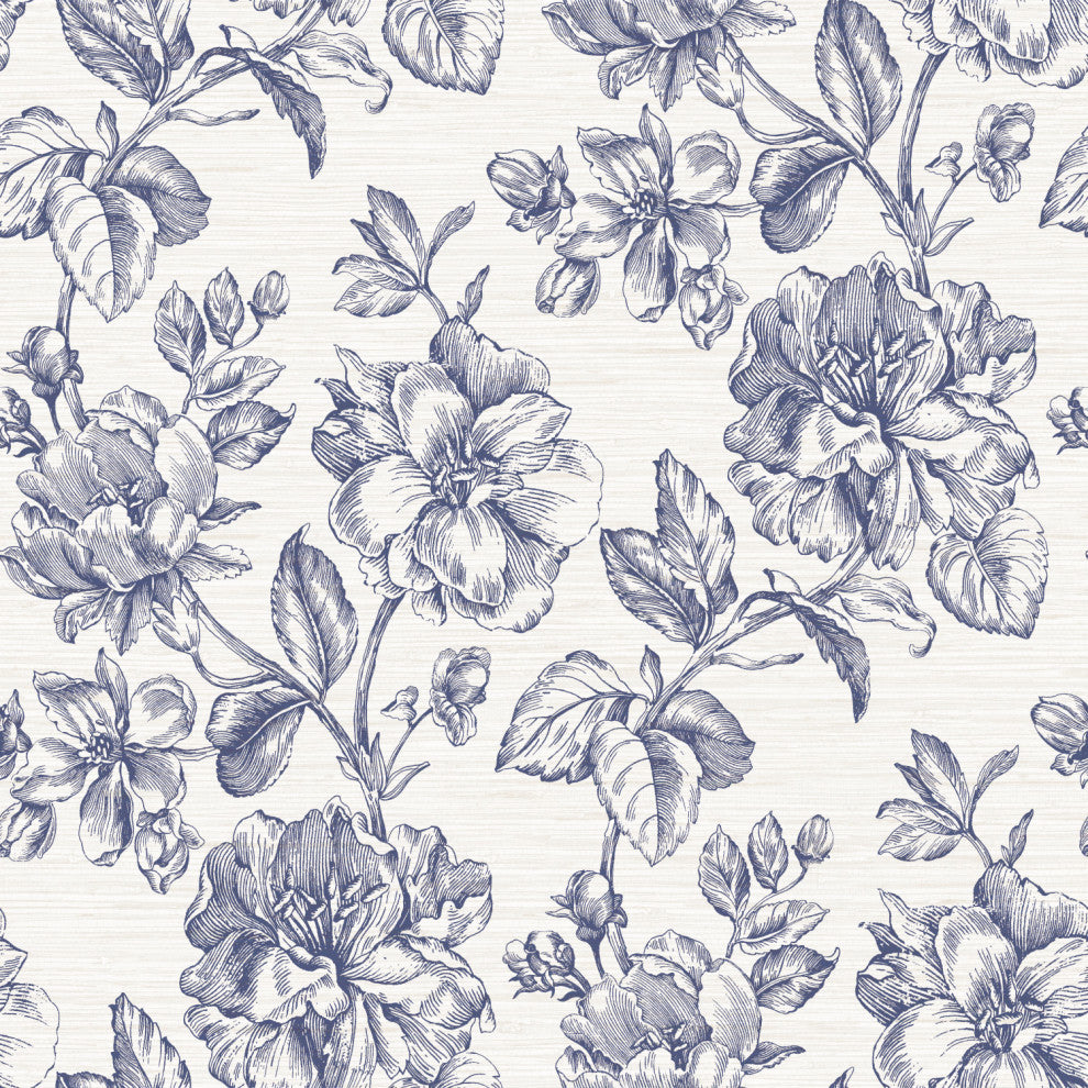 Blue Flower Girl Peel and Stick Wallpaper Blue By Roommates