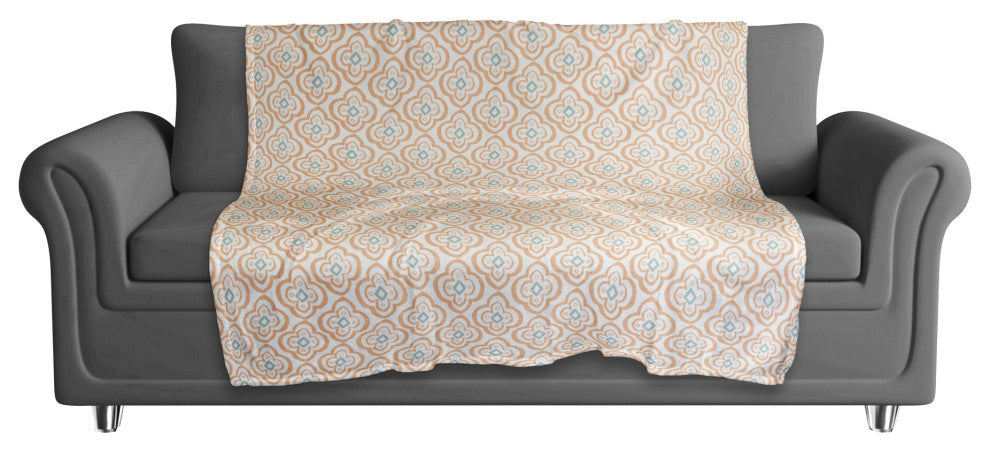 Orange Quatre on White 50x60 Coral Fleece Blanket