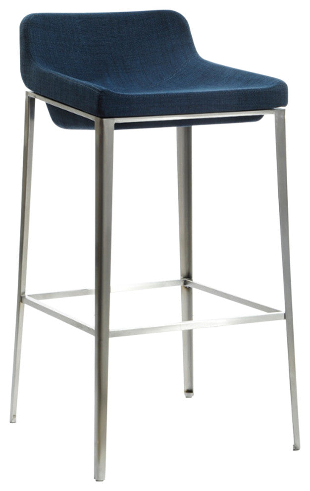 Modrest Adhil Modern Blue Fabric Bar Stool