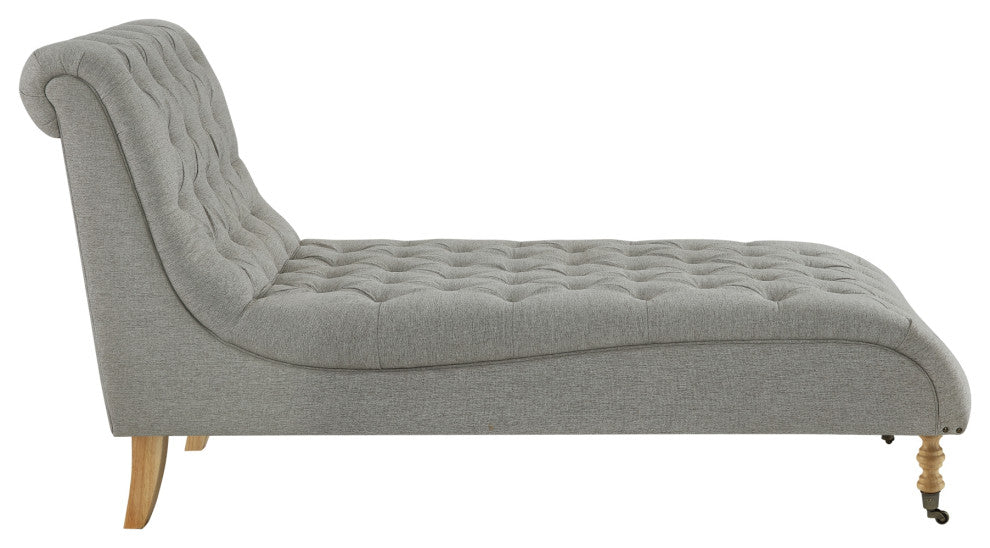 Rustic Manor Umar Chair, Button Tufted, Linen, Gray