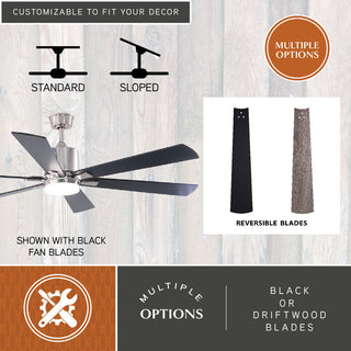 Wheelock 60" Ceiling Fan, Satin Nickel