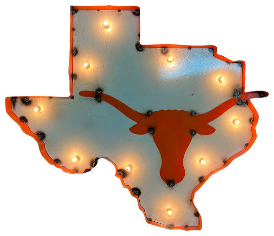 University Of Texas At Austin Illuminated Recycled Metal State Logo