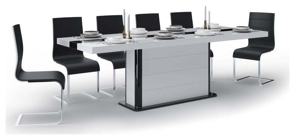 ZANOZA Dining Set, White/Black