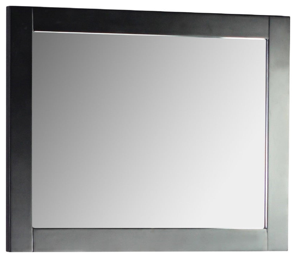 30" Rectangle Wood Frame Mirror, Matte Black Finish