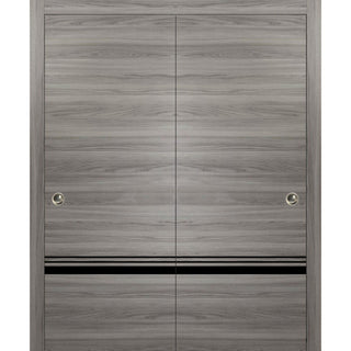 Bypass Doors 36 x 96 | Planum 0012 Grey Matte with  | Sturdy Rails