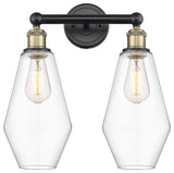 Cindyrella 2-Light 16" Bath Vanity Light, Black Antique Brass, Clear Shade