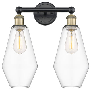 Cindyrella 2-Light 16" Bath Vanity Light, Black Antique Brass, Clear Shade