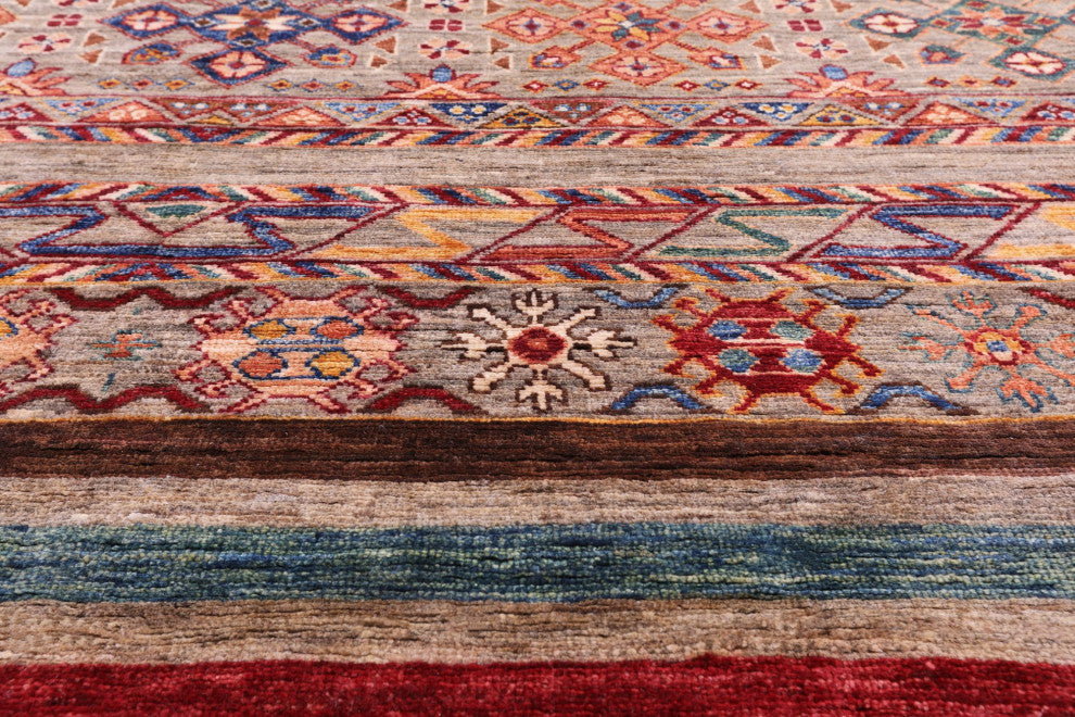 Khorjin Super Kazak Handmade Wool Rug 8' 9" X 12' 1" Q7428
