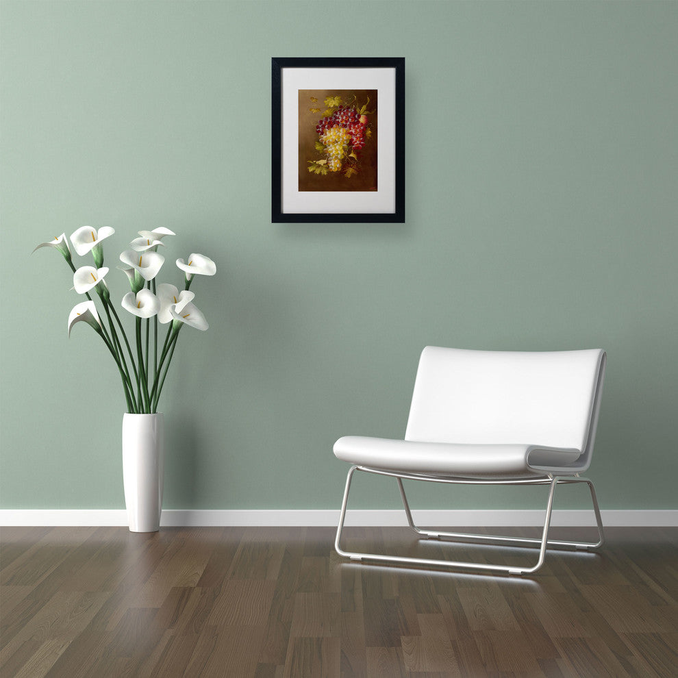 'Still Life with Grapes' Matted Framed Canvas Art by Rio