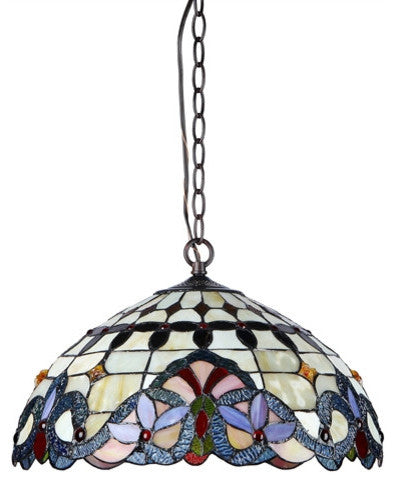 COOPER Tiffany-style 2 Light Victorian Ceiling Pendent Fixture 18inches Shade
