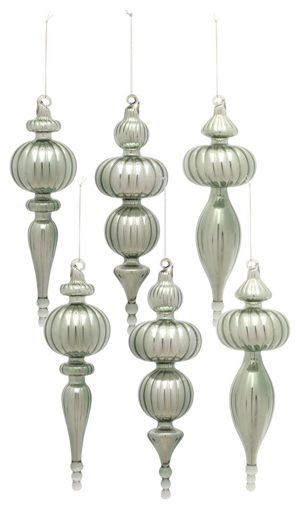 Glass Finial Drop Ornament, 6-Piece Set