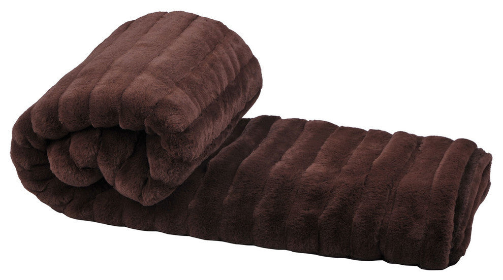 Super Mink Faux Fur Throw Blanket, Chocolate, 50"x60"