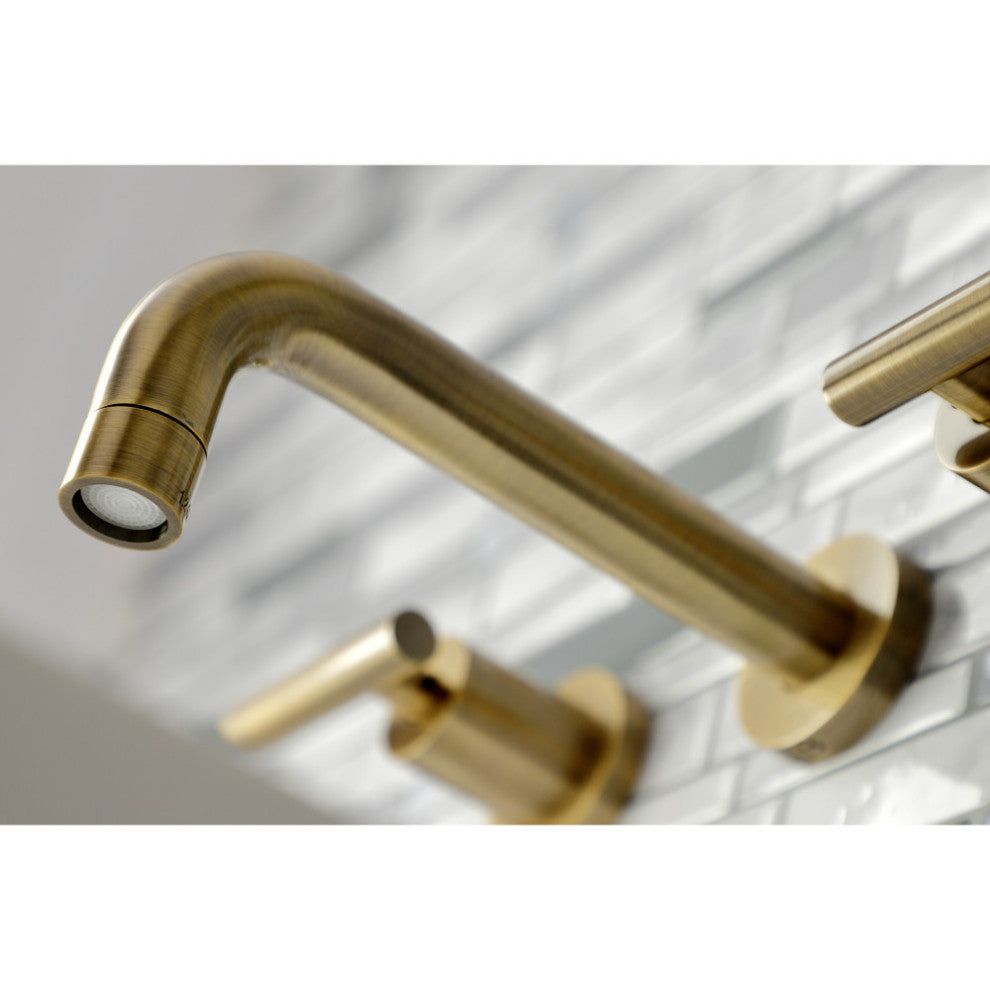Kingston Brass KS8123CML 2-Handle 8" Wall Mount Bathroom Faucet, Antique Brass