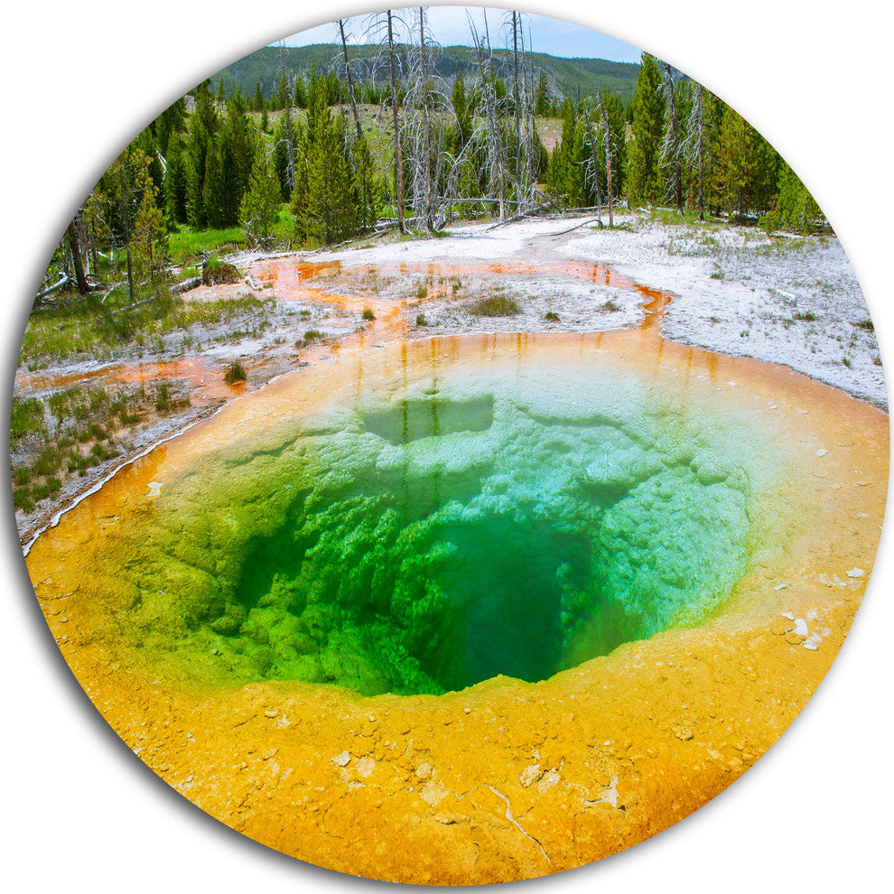Bright Morning Glory Pool, Landscape Photo Round Wall Art, 38"