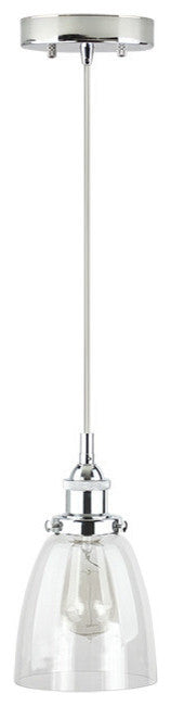 Fiorentino Industrial Pendant Lamp, Glass Shade, Polished Chrome, Fixture Only