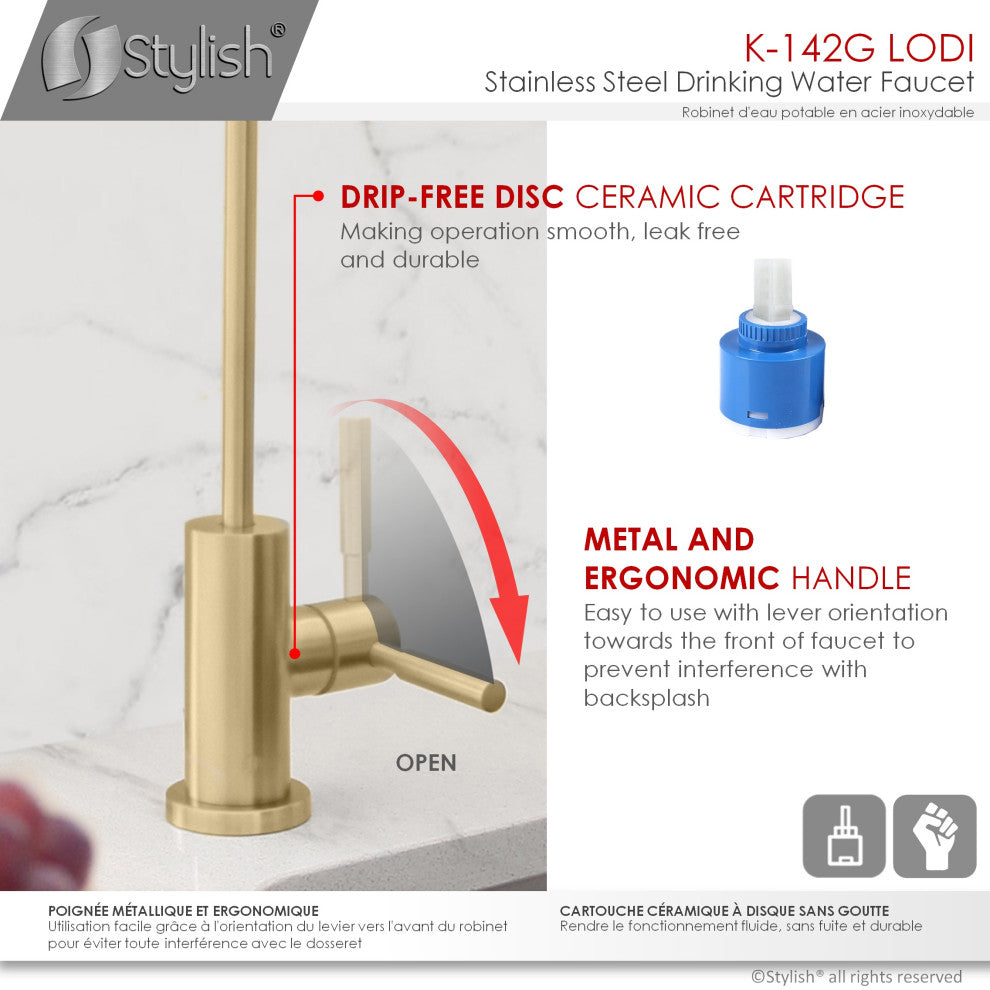 STYLISH Stainless Steel Drinking Water Faucet in Gold