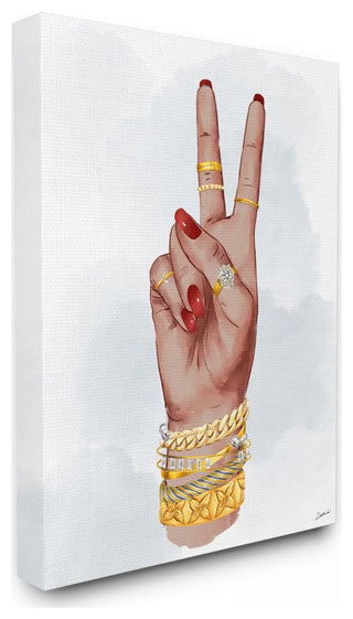 Peace Hand Pose with Chic Fashion Accessories30x40