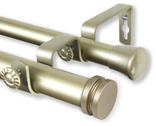 Lid 1" Double Curtain Rod, Black, Light Gold, 160"-240"