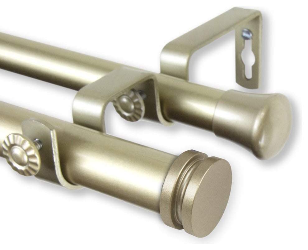 Lid 1" Double Curtain Rod, Black, Light Gold, 160"-240"