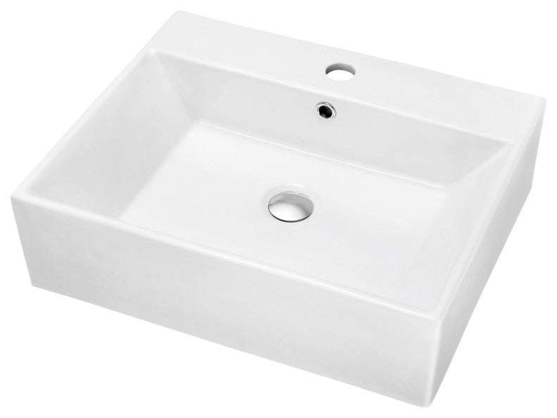 Dawn Vessel Above-Counter Rectangle Ceramic Art Basin with Single Faucet Hole