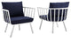 Riverside Outdoor Patio Aluminum Armchair Set of 2-White Navy