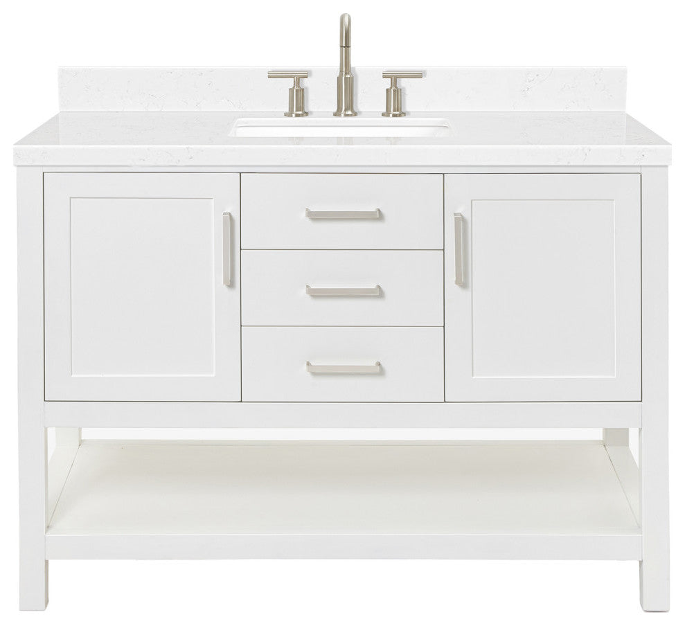 Ariel Bayhill 48" Single Rectangle Sink Bathroom Vanity, Carrara Quartz