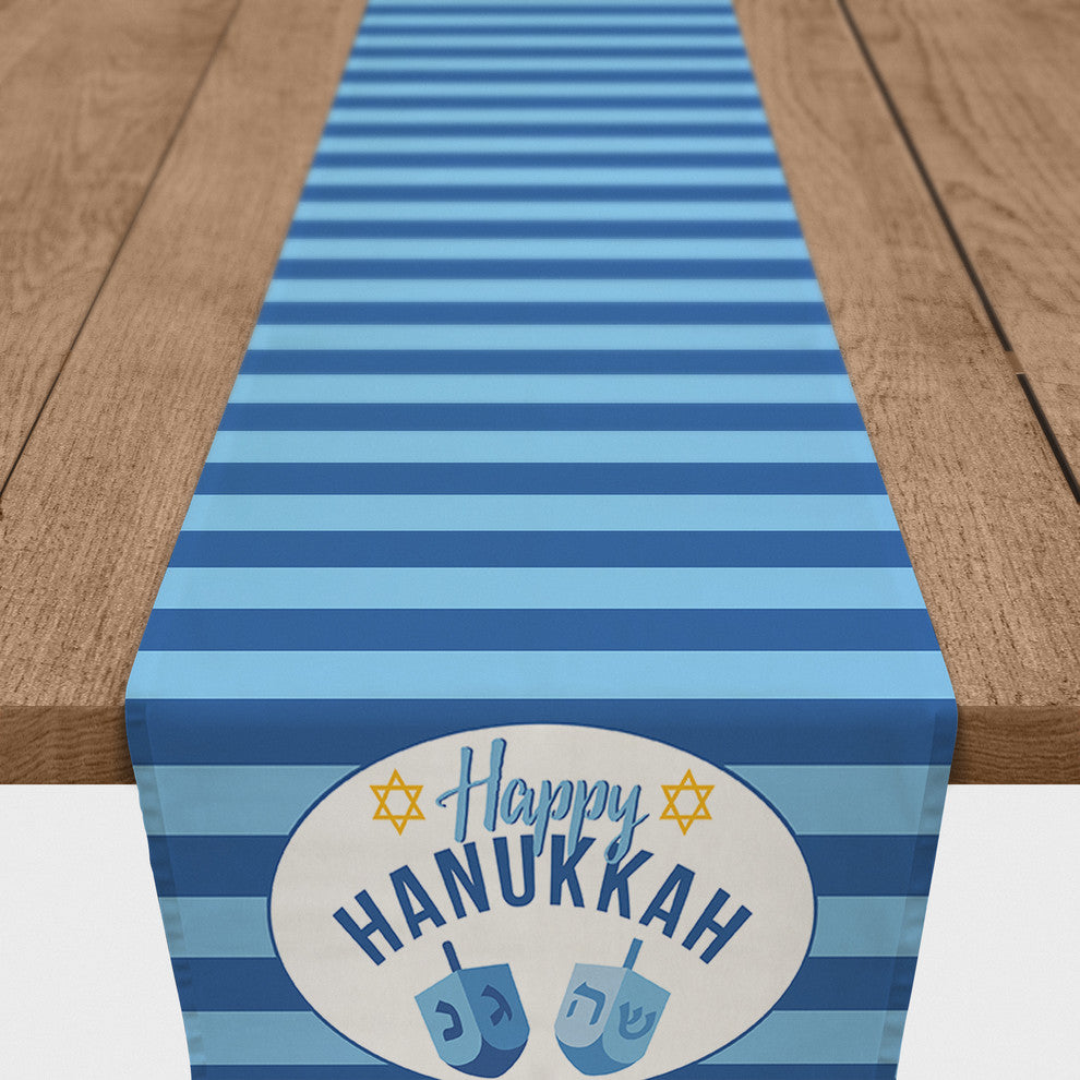 Happy Hanukkah Dreidel Table Runner, 16"x90"
