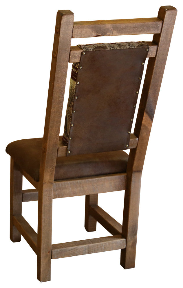 Dining Room Chair with Upholstered Seat and Back, Early American, Bear Run and Palomino Tobacco