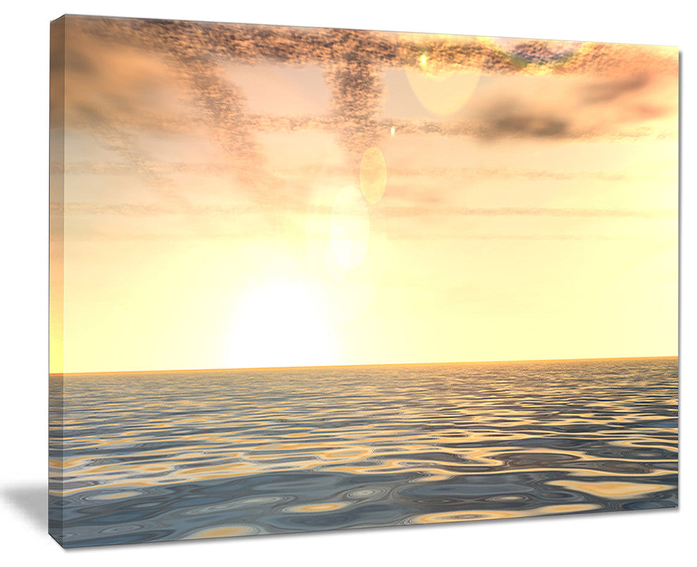 "Beautiful Seascape With Clouds Over" Beach Canvas Wall Art, 40"x30"