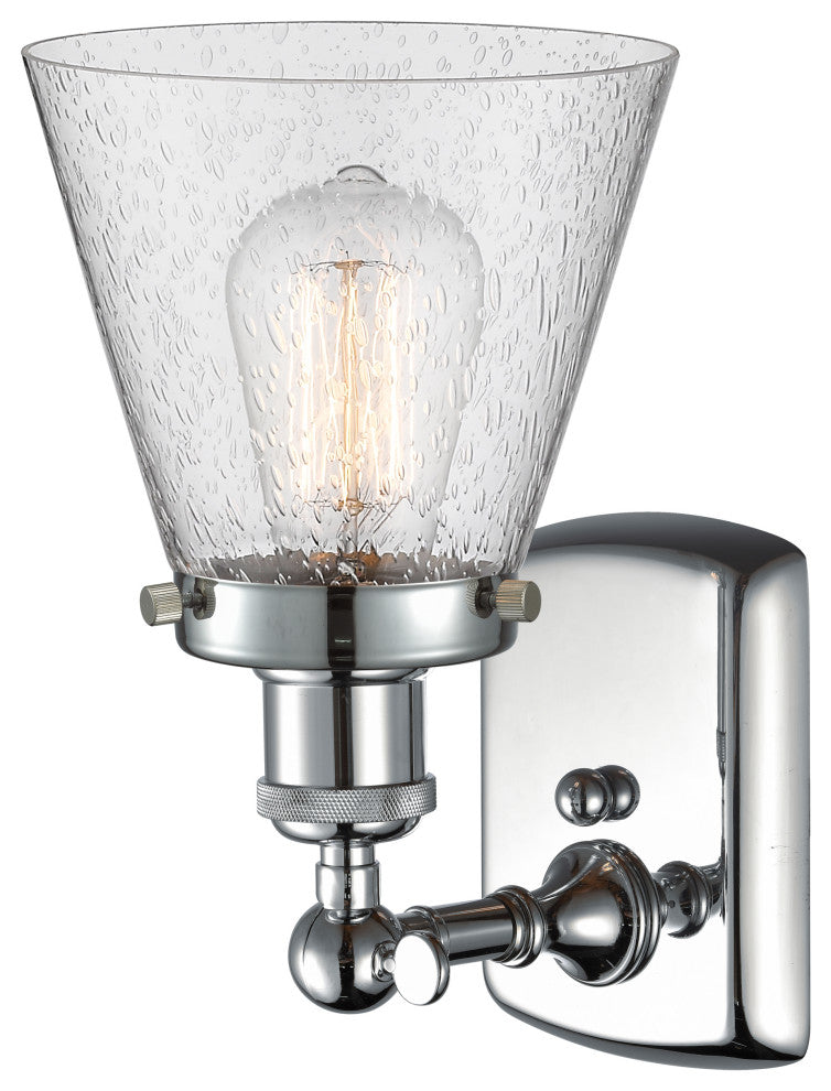 Small Cone 1-Light Sconce, Polished Chrome, Seedy