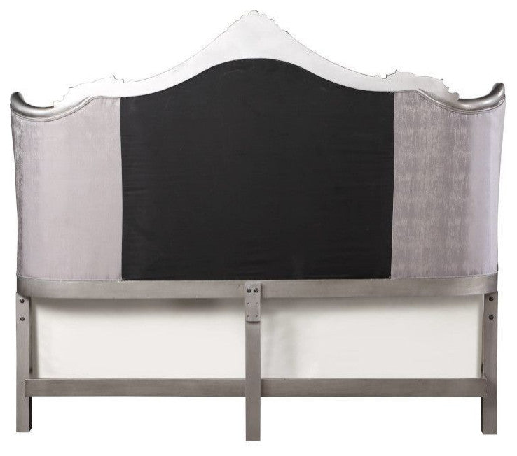 Acme Ausonia California King Bed, Velvet & Antique Platinum Finish