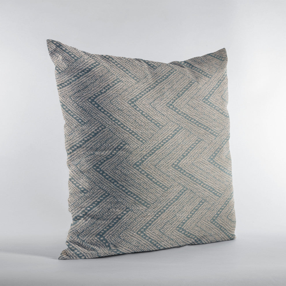 Plutus Blue Triangles Abstract Luxury Throw Pillow, 20"x20"