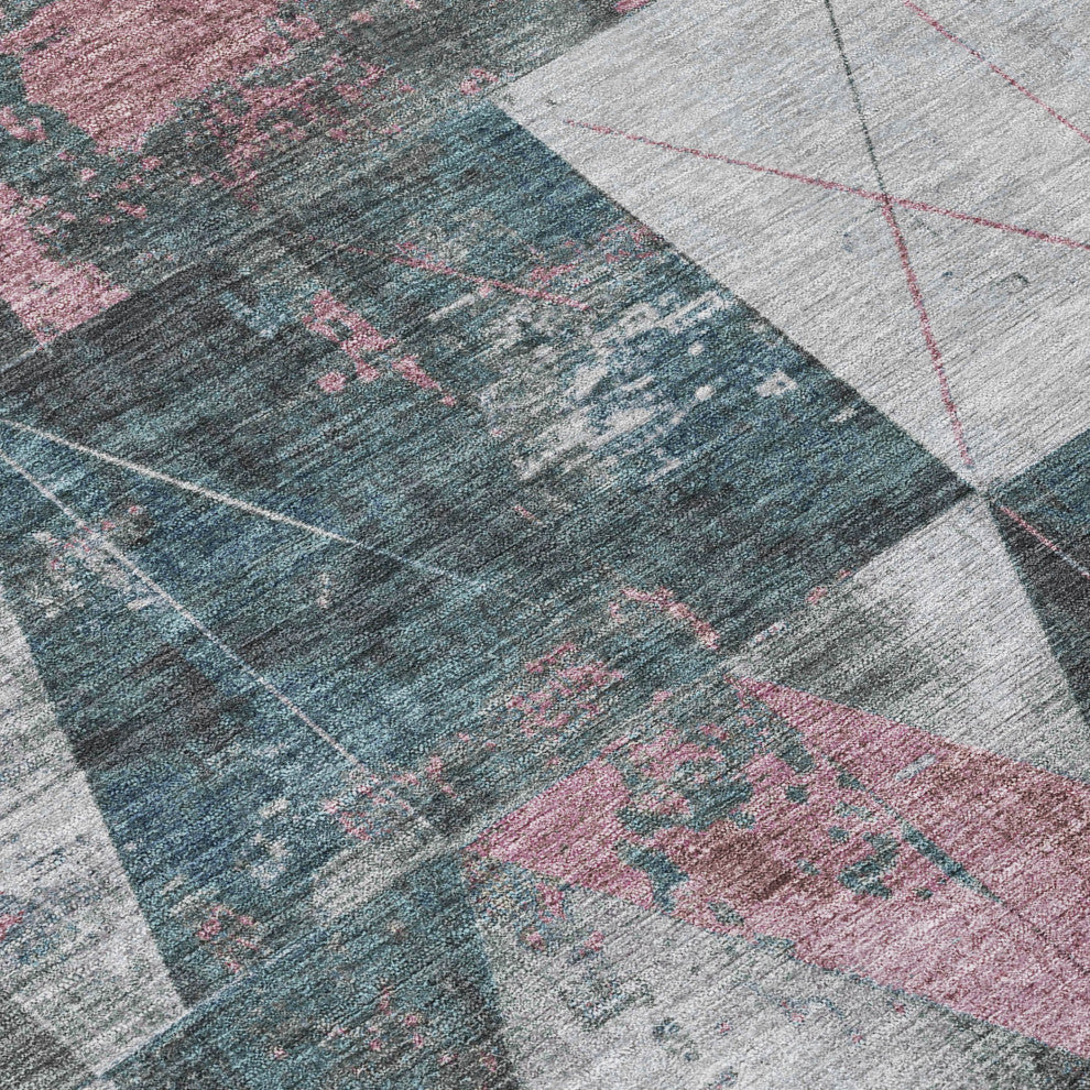 Machine Washable Indoor/Outdoor Chantille ACN1888 Teal 3' x 5' Rug