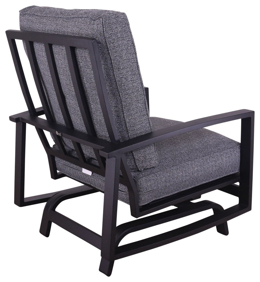 Courtyard Casual Santorini Black Aluminum 2 High Motion Chairs With Back Cushion
