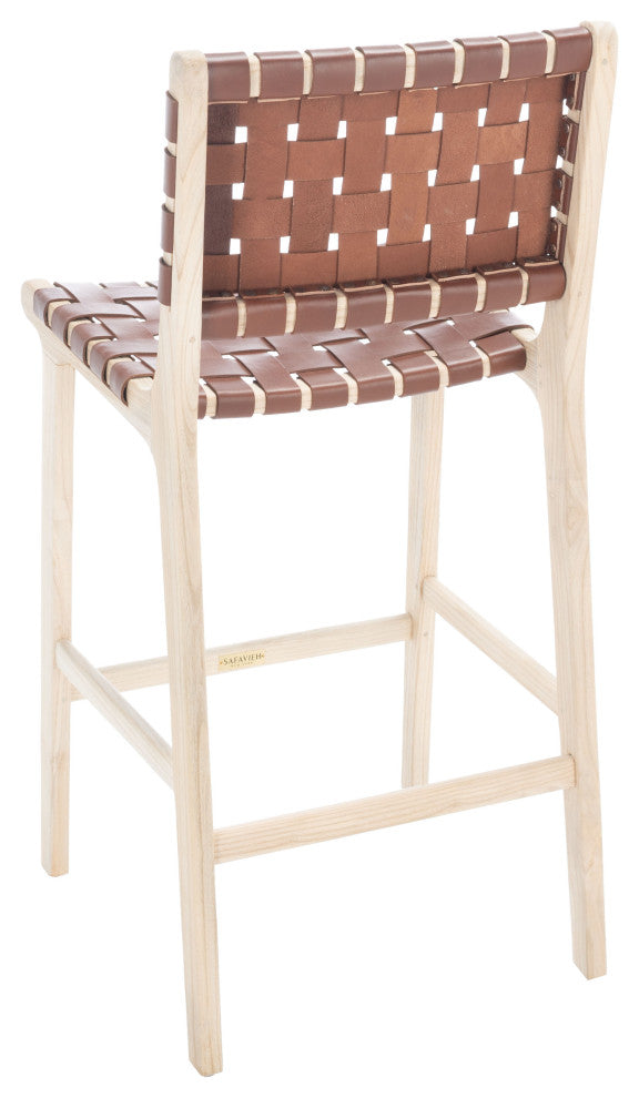 Safavieh Adah Leather Counter Stool, Cognac / Natural
