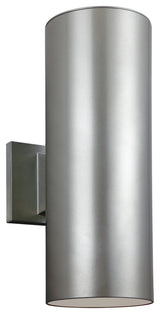 Outdoor Cylinders 2-Light Outdoor Wall Lantern, Painted Brushed Nickel