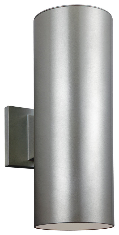 Outdoor Cylinders 2-Light Outdoor Wall Lantern, Painted Brushed Nickel